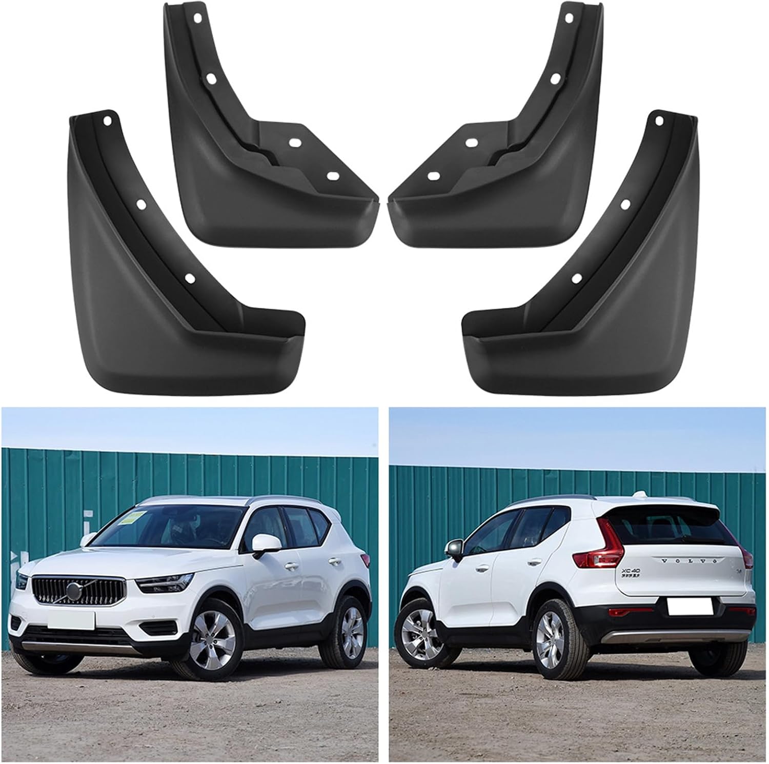 Car Mudguard Mud Flaps for XC40 EV(Fuel Vehicle) 2018-2024 Molded Custom Front and Rear Mudflaps Splash Guards Flares Kit 4-PC Auto Accessories,Send 1 Car Wash Towel