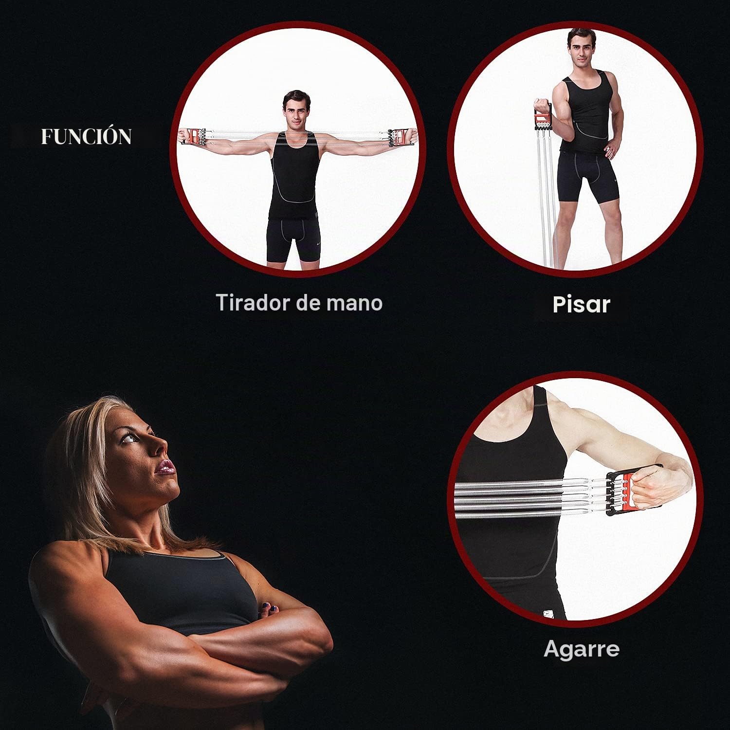 DBREAKS Extensores de Pecho para Fitness, Músculo Extensor Ajustable, Ejercitador Tensores Musculacion, Extensor para Musculació, con 5 Bandas Removibles de Resistencia, para Entrenamiento y Físico