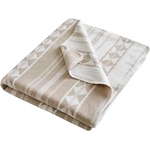 Woolrich Cotton Blend Jacquard Blanket with Whipstitch Edge, Lightweight All-Season Bed Blanket, Machine Washable, Oeko-TEX Certified, Ivory Stripe, Full/Queen