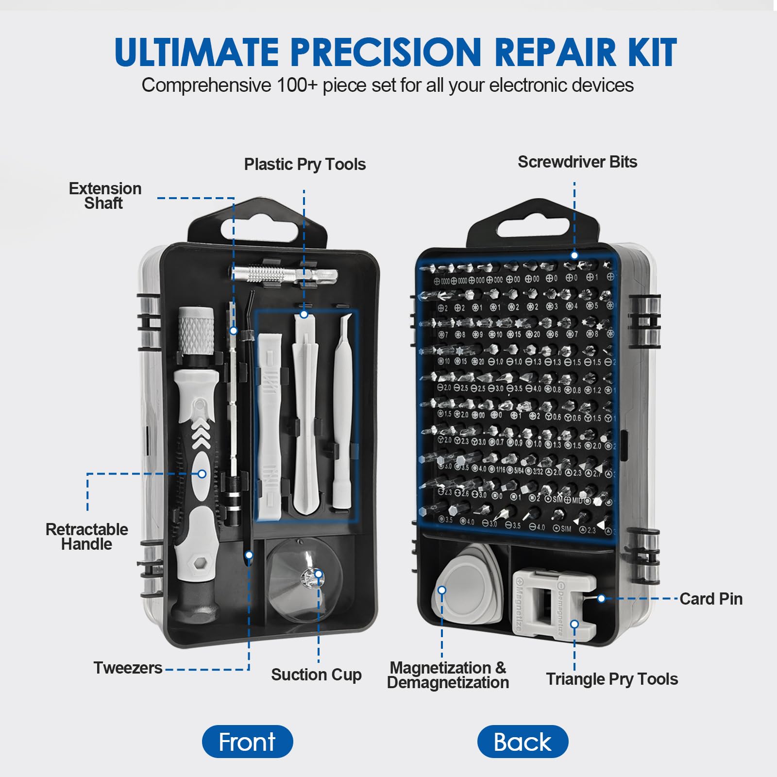Precision Screwdriver Set, 115-in-1 Electronics Repair Tool Kit for Computer, Laptop, Phone, Watch, Game Console, Electronic,PC Repair Tool Kit — view 3