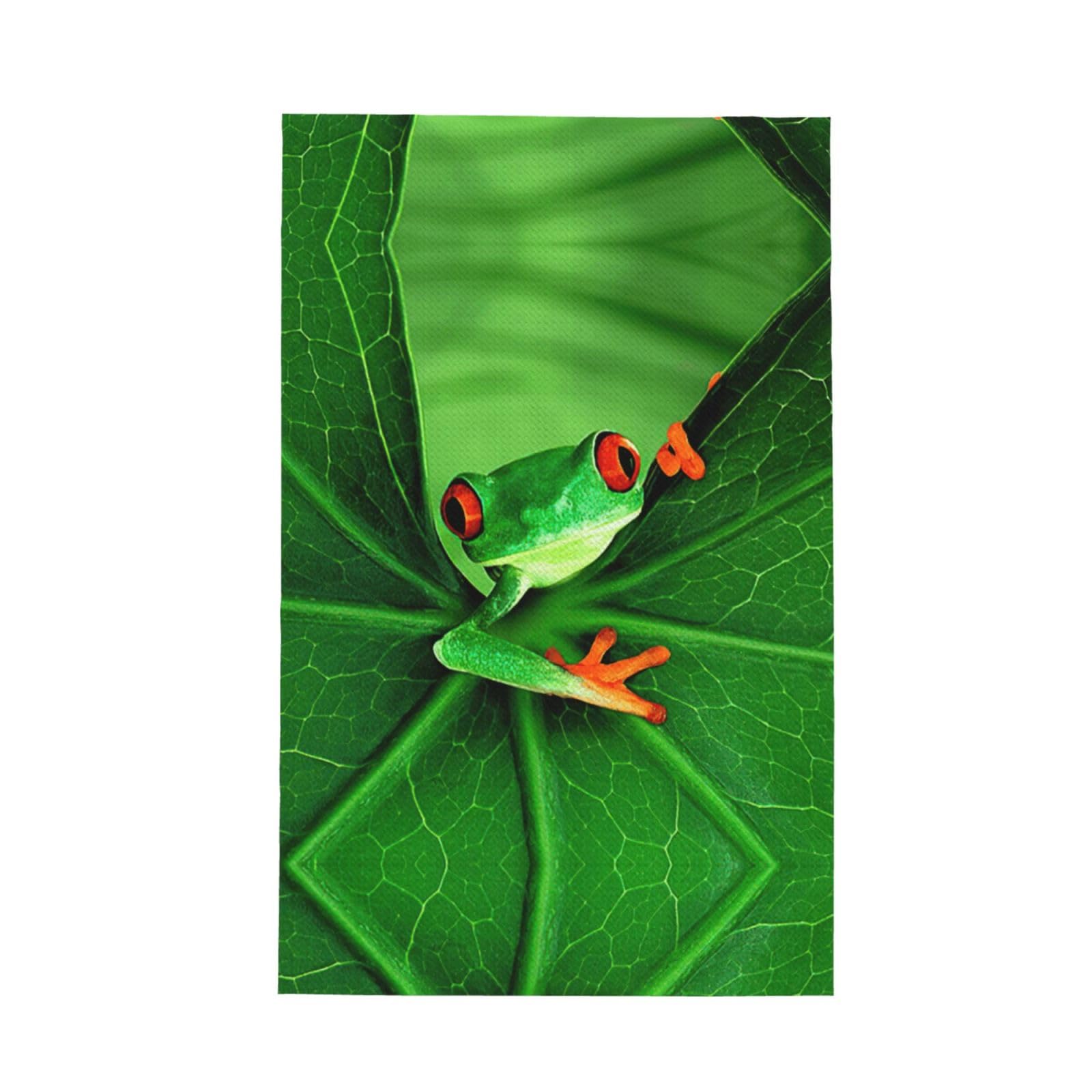 Uusnwaa Cute Frog Printed Waffle Microfiber Kitchen Towels