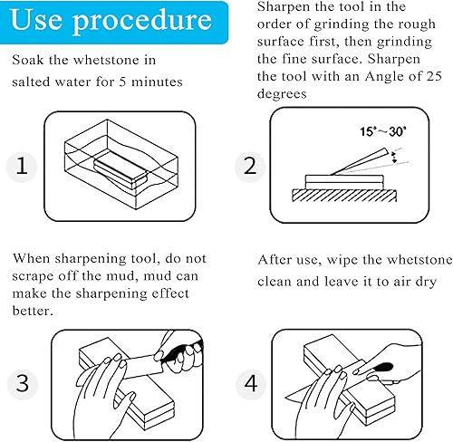 Miniatura 6 de Kit de piedra de afilar piedra de afilar de doble cara, grano 4001000, afilador de cuchillos profesional, piedras húmedas para afilar cuchillos, kit