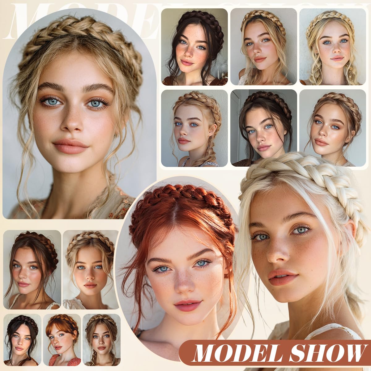CJL HAIR Wide Elastic Braided Headbands for Women with Adjustable Strap Synthetic Hair Head Bands Handmade Braid Hairband Hairpiece 1PC Dark Chocolate