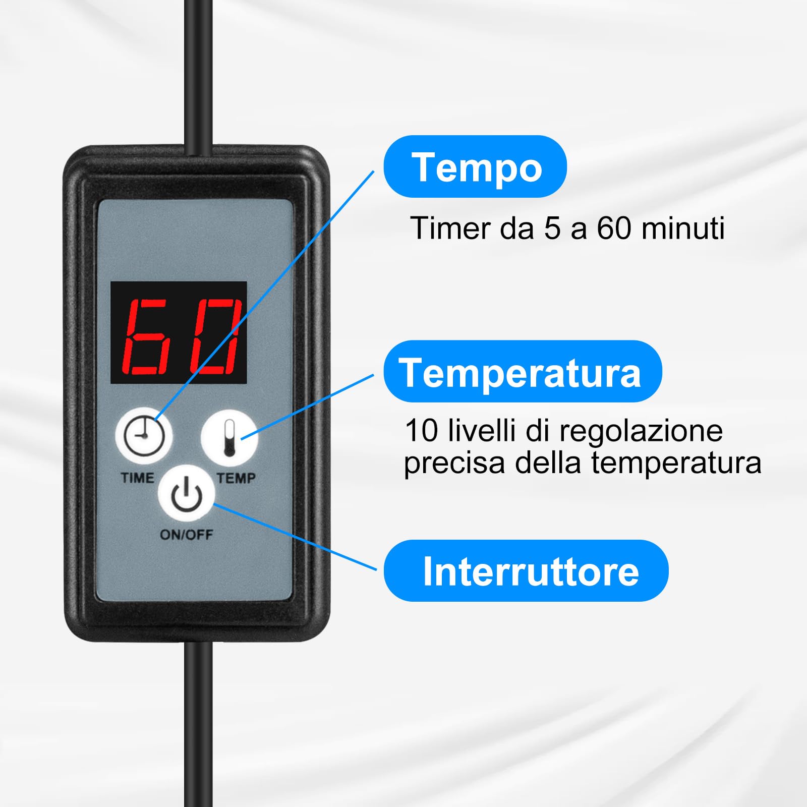 Lampada In frarossi 100W per 10 Livelli di Riscaldante, Luce Rossa Rubino In-frarosse con Timer con Termometro Regolabile, 220V Red Light per Uso Domestico