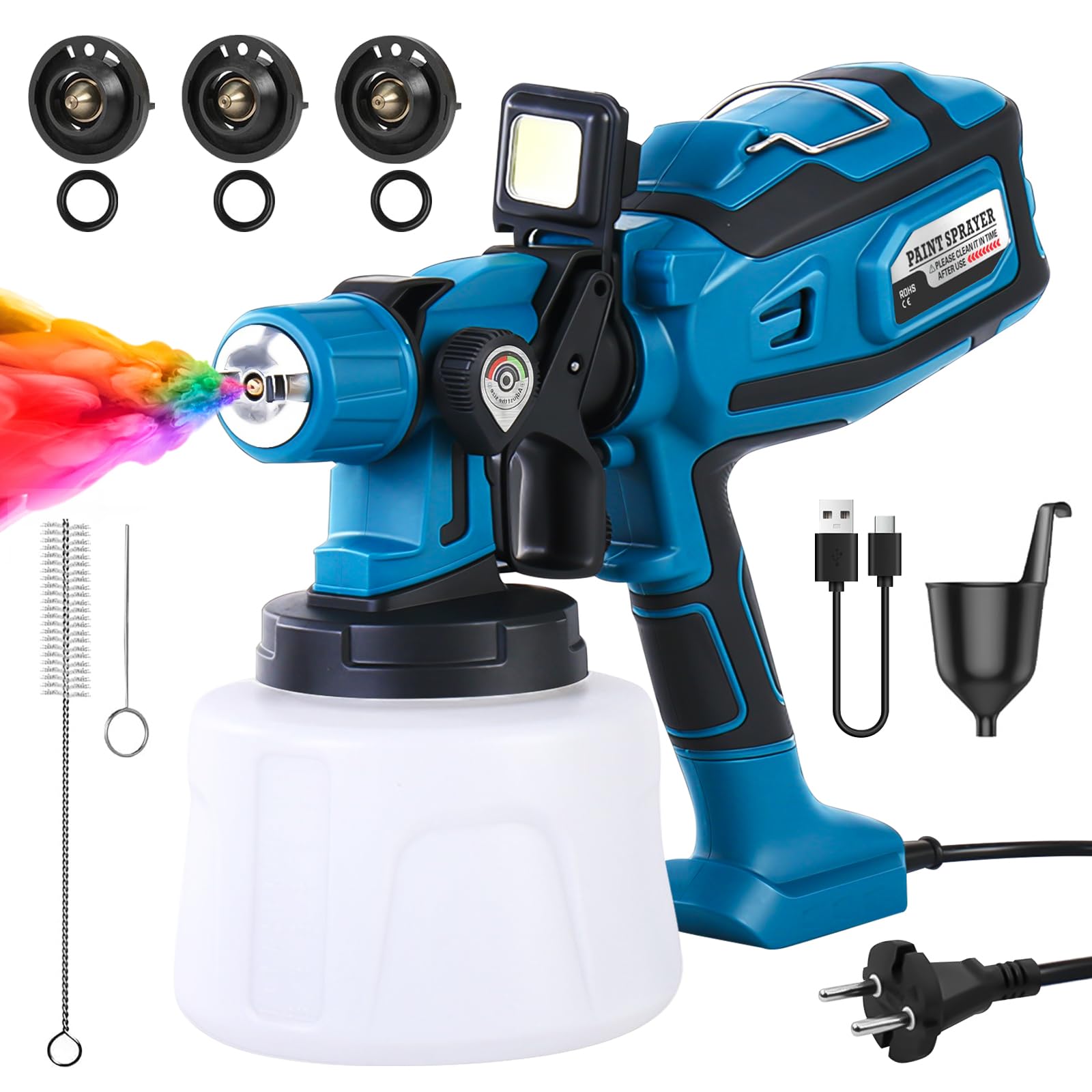 auvstar Pistola per Verniciare,1400ML HVLP Pistola a Spruzzo per Verniciare Elettrica con 3 Ugelli, 3 Modalità di Spruzzo e Flusso Regolabile,Ideale per Mobili, Recinzioni, Pareti
