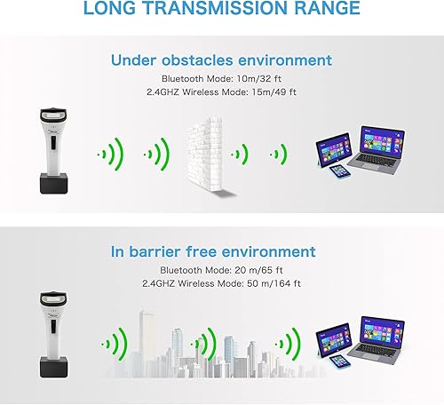 Miniatura 6 de NETUM Escáner de código de barras inalámbrico Bluetooth 1D de moda, lector de código de barras CCD manos libres con soporte y memoria incorporada