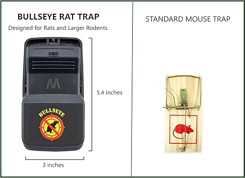 Miniatura 6 de Bullseye - Paquete de 6 - Trampas para ratas con dientes - InteriorExterior, Reutilizable, Fácil Instalación, Potente Resorte de Acero Inoxidable,