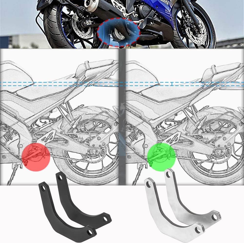 Stainless steel YZF-R15 YZFR15 Adjustable Suspension Linkage Drop 30MM Lowering Link Kit for Ya-maha YZF R15 V3 2017 2018 2019 2020 Frame Height Adjustment (Silver)