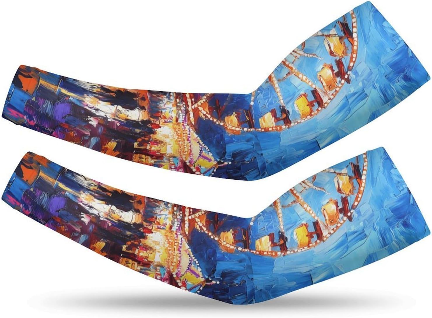 Carnival Ferris Wheel Circus Arm Sleeves Cooling Sun Protection Sports Compression for Golf Basketball