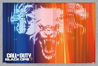 Call of Duty: Black Ops 7 (2025) - Vault Edition Key Art Landscape Wall Poster, 34L" x 22.4W", Gray Framed Version