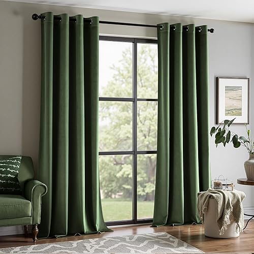 Miniatura 2 de EMEMA Cortinas de terciopelo para sala de estar, 63 pulgadas de largo para oscurecer la habitación, cortinas de ventana con ojales para dormitorio,
