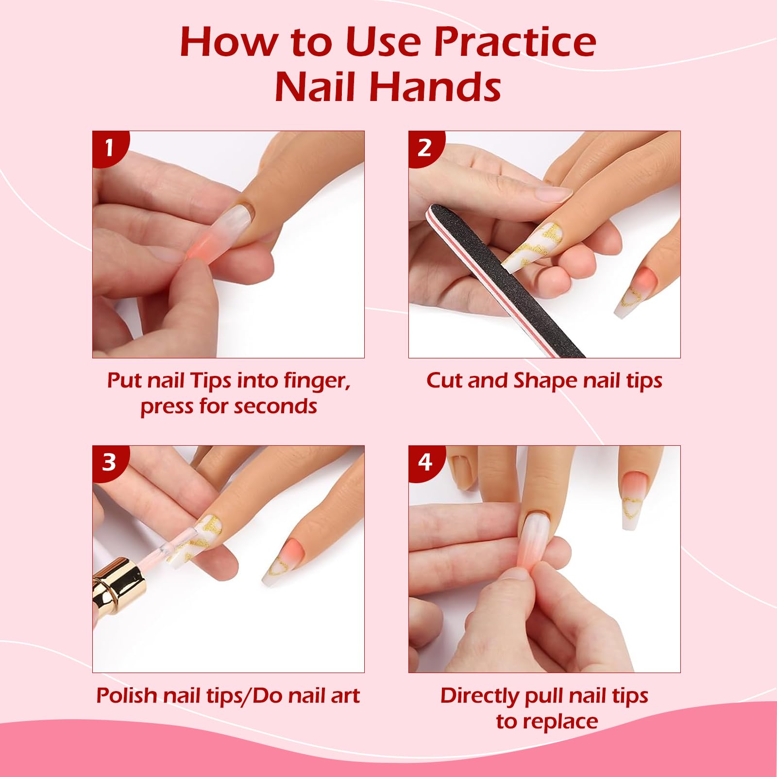 Übungshand für Nageldesign - Silikon Hand für Gelnägel - Verstellbare Übungshand für Gelnägel - Professionelle Nagel Hand Übungsmodell für Salon Zuhause DIY Maniküre, Weiß