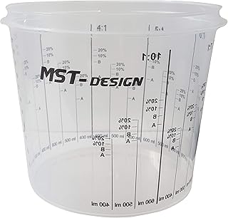 MST-DESIGN 200 x 1400 ml Lackmischbecher, Robuster Einweg Messbecher mit Skala, Mischbecher für Lacke, Farbe, Lasur, Füller etc., Kunststoffbecher mit Mischverhältnis, Hochwertiges Lackierzubehör
