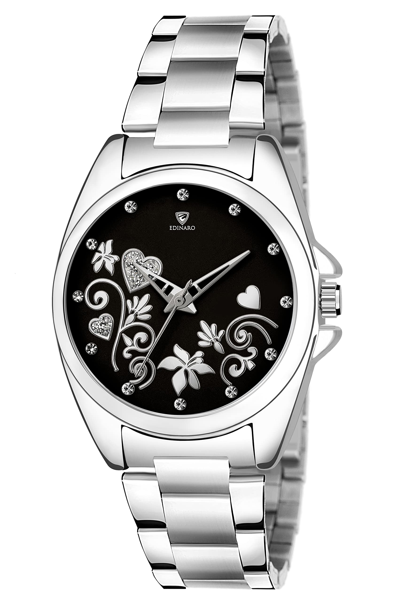 EDINARO Watches for Women Analogue Round Studded Dial with Stainless Steel Bracelet Strap Girls & Womens Wrist Watch (B09WJ5R89R) Amazon Price History, Amazon Price Tracker