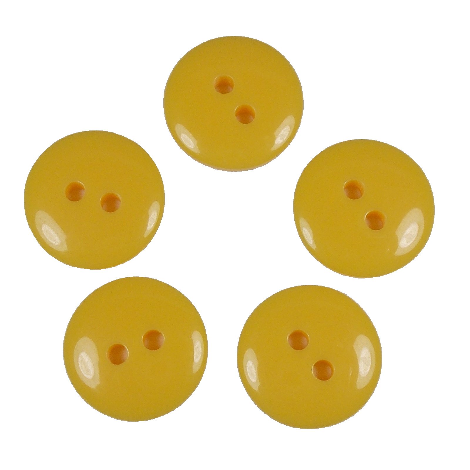 Smartie Buttons Polyester Round 2 Hole Pack of 5 (15mm, Yellow)