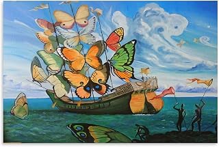 FFYunXia Salvador Dali Wall Art Prints Surrealism - Departure of The Winged Ship Picture Print Wall Art Painting Canvas Artworks Gift Idea Room Aesthetic Unframe 12x18inch(30x45cm)