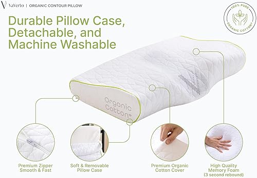 Miniatura 6 de Vaverto Almohada ortopédica cervical para dormir de lado, contorno ajustable para aliviar el cuello y el dolor, ideal para dormir de lado, espalda y