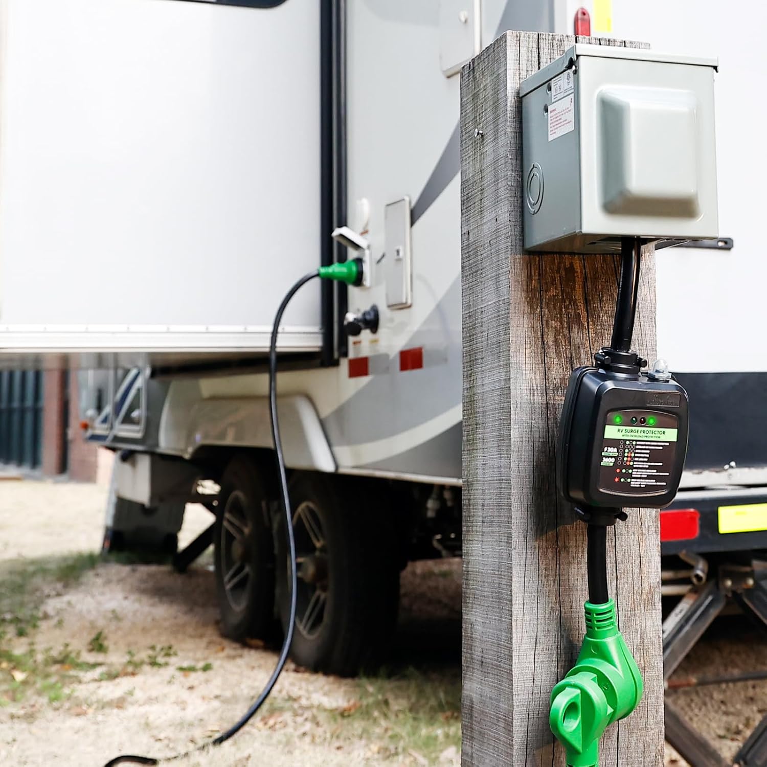 RVGUARD Surge Protector 50 Amp to 30 Amp RV Adapter Cord with Overload Protection, NEMA 14-50P to NEMA TT-30R Electrical Power Adapter, 2 Feet, Green, ETL Listed