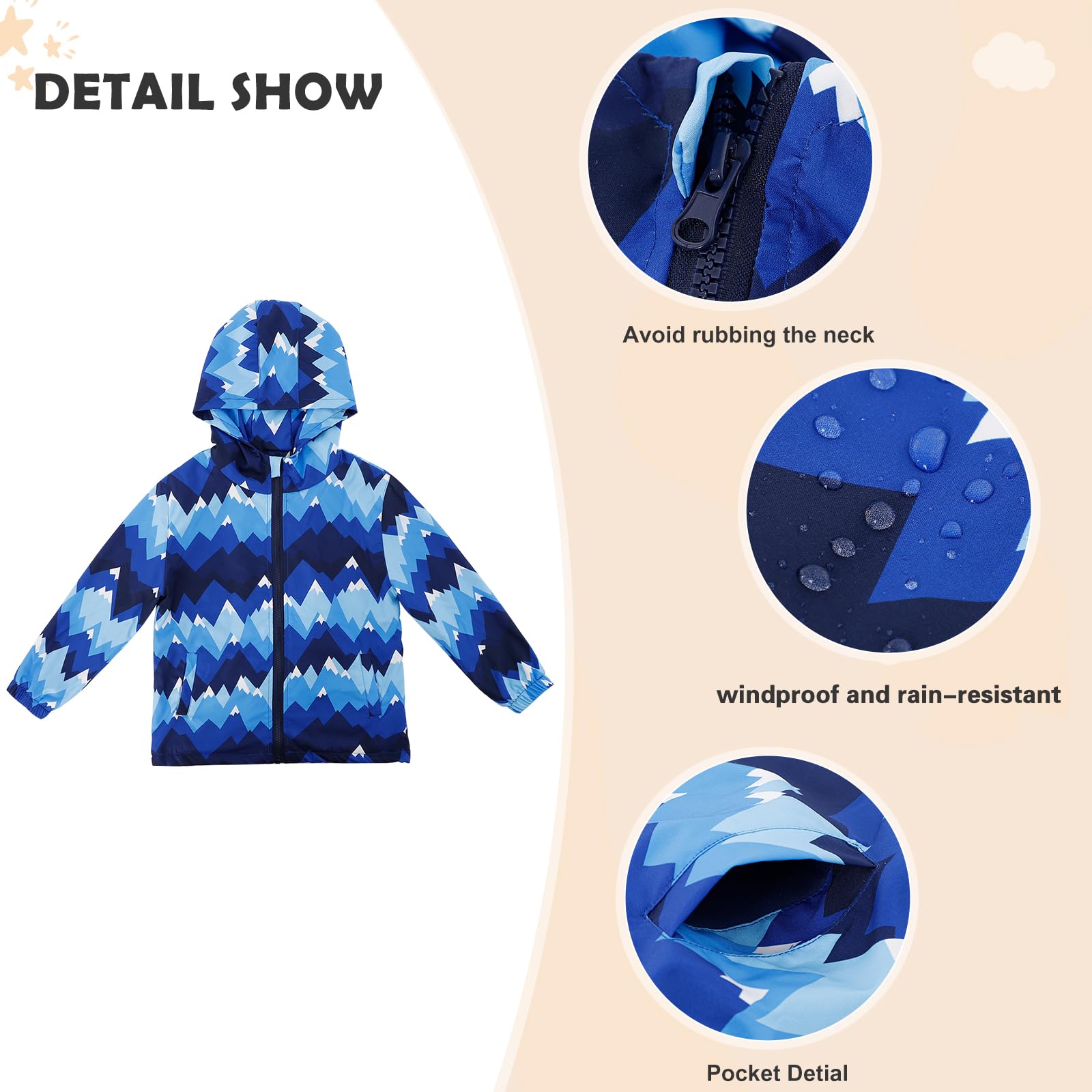 LACOFIA Chaqueta Impermeable para Niños con Forro Polar Cazadora Cortavientos Abrigos Cálida con Capucha Chubasquero Otoño/Invierno para Niños 3~12 años