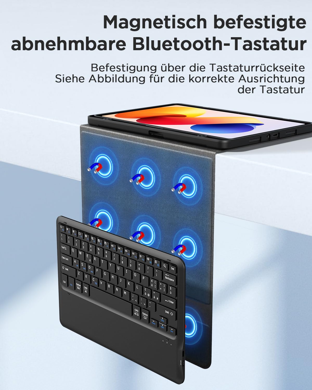 EasyAcc Tastatur Hülle Kompatibel mit Xiaomi Redmi Pad 2 Pro 12.1 Zoll 2025 mit Schutzfolie, [QWERTZ Deutsches], Abnehmbar Tastatur Schutzhülle mit Pencil Halter (Schwarz)
