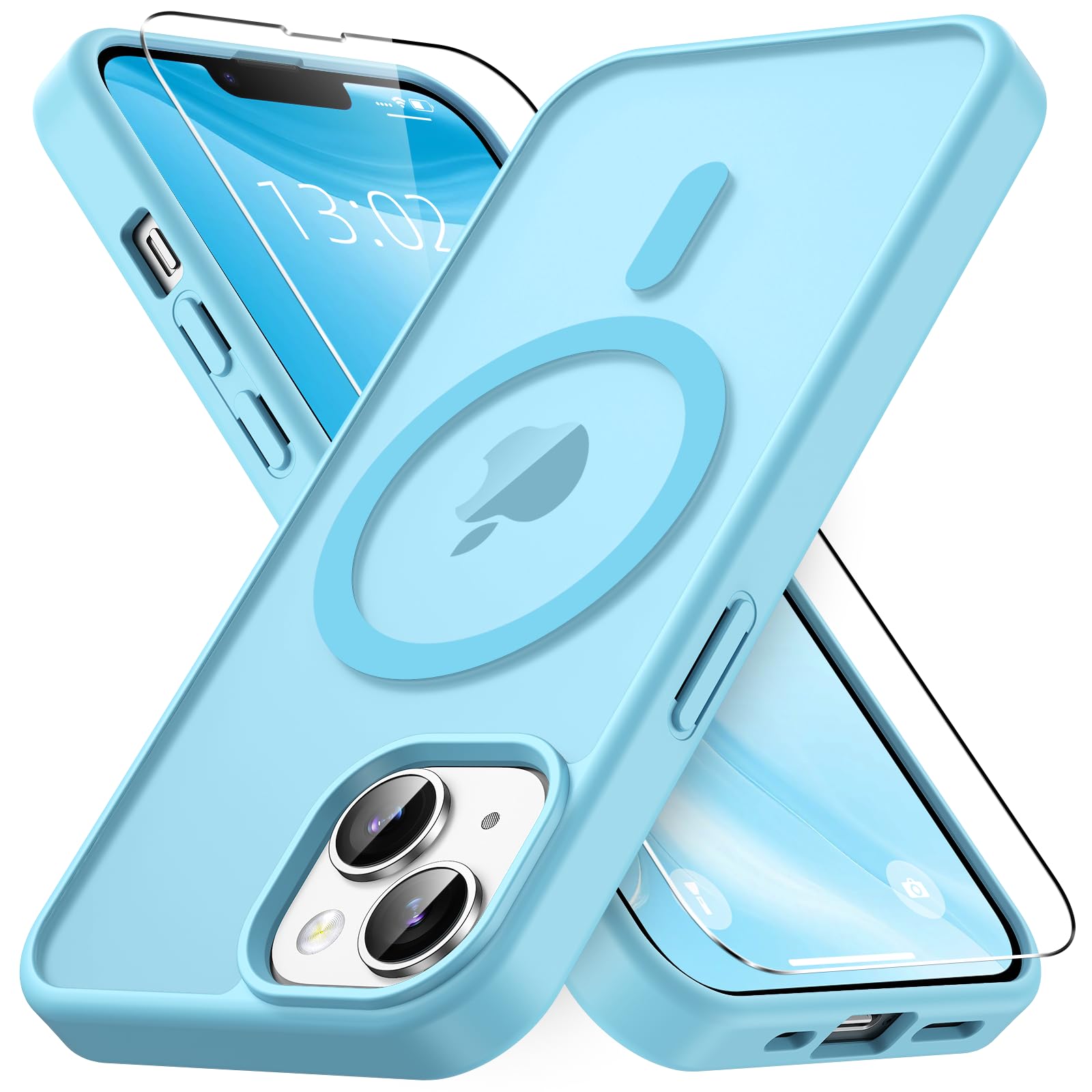 Vansdon for iPhone 13 Case & iPhone 14 Case, Compatible with MagSafe, Magnetic Translucent Matte Slim Protective Cover with 1 Screen Protector -