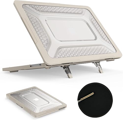 SEYMAC stock Funda para MacBook Air de 13.6 pulgadas, protección contra golpes con soporte plegable y alfombrilla para mouse para MacBook Air de