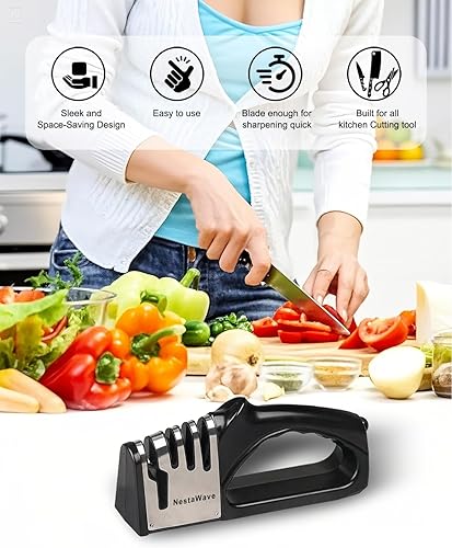 Miniatura 7 de Afilador de cuchillos de cocina 4 en 1, kit de afilado de cuchillos multifuncional, accesorios de cocina elegantes adecuados para cuchillos de