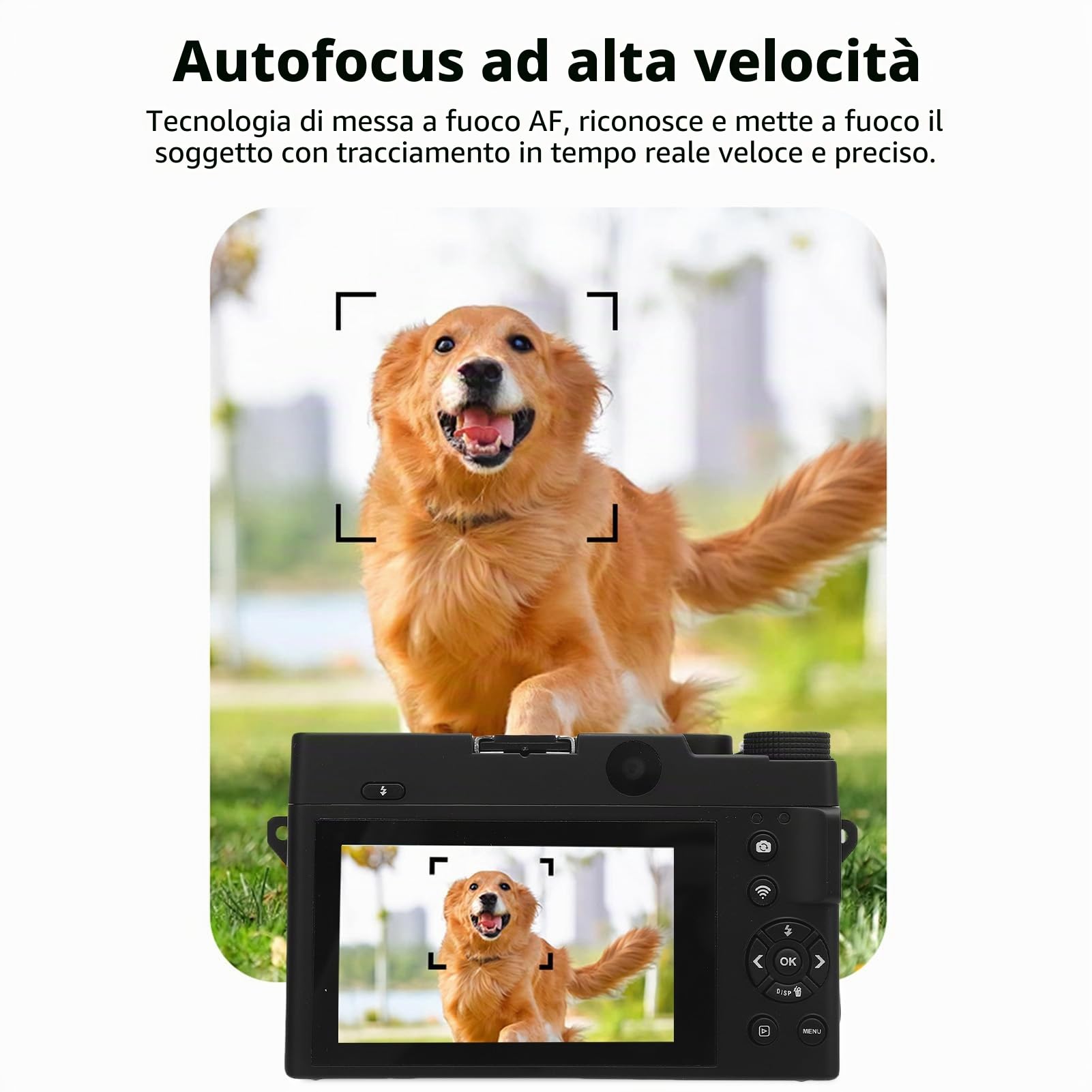 Fotocamera Digitale 4K, Videocamera per con Zoom Digitale 18X UHD da 75 MP, Fotocamera Anteriore e Posteriore, Schermo LCD da 3 Pollici, Fotocamera Punta e Scatta Wi-Fi con Flash (BLACK)