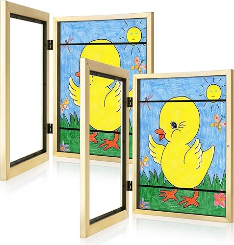 Vista 33 de [Paquete de 2] Marcos de arte para niños, marcos de arte para niños de 10 x 12.5 pulgadas con apertura frontal intercambiables, marco gris
