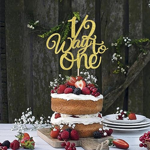 Miniatura 5 de Naicaek Decoración de pastel de 12 Way to One, decoración de pastel de 6 meses, decoración de pastel de medio camino a uno, decoración de fiesta de