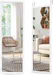 Tangkula Full Length Door Mirror Wall Mirror, 42.5”x14” Over The Door Mirror with 2 Sets of Height Adjusting Hanging Hooks, Rectangle Hanging Wall Mounted Mirror for Home Office Dorm