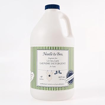 Noodle & Boo Baby Liquid Laundry Detergent, Fragrance Free, 64 Fl Oz | Gentle formula with stain-fighting enzymes helps remove everyday baby messes while caring for delicate fabrics