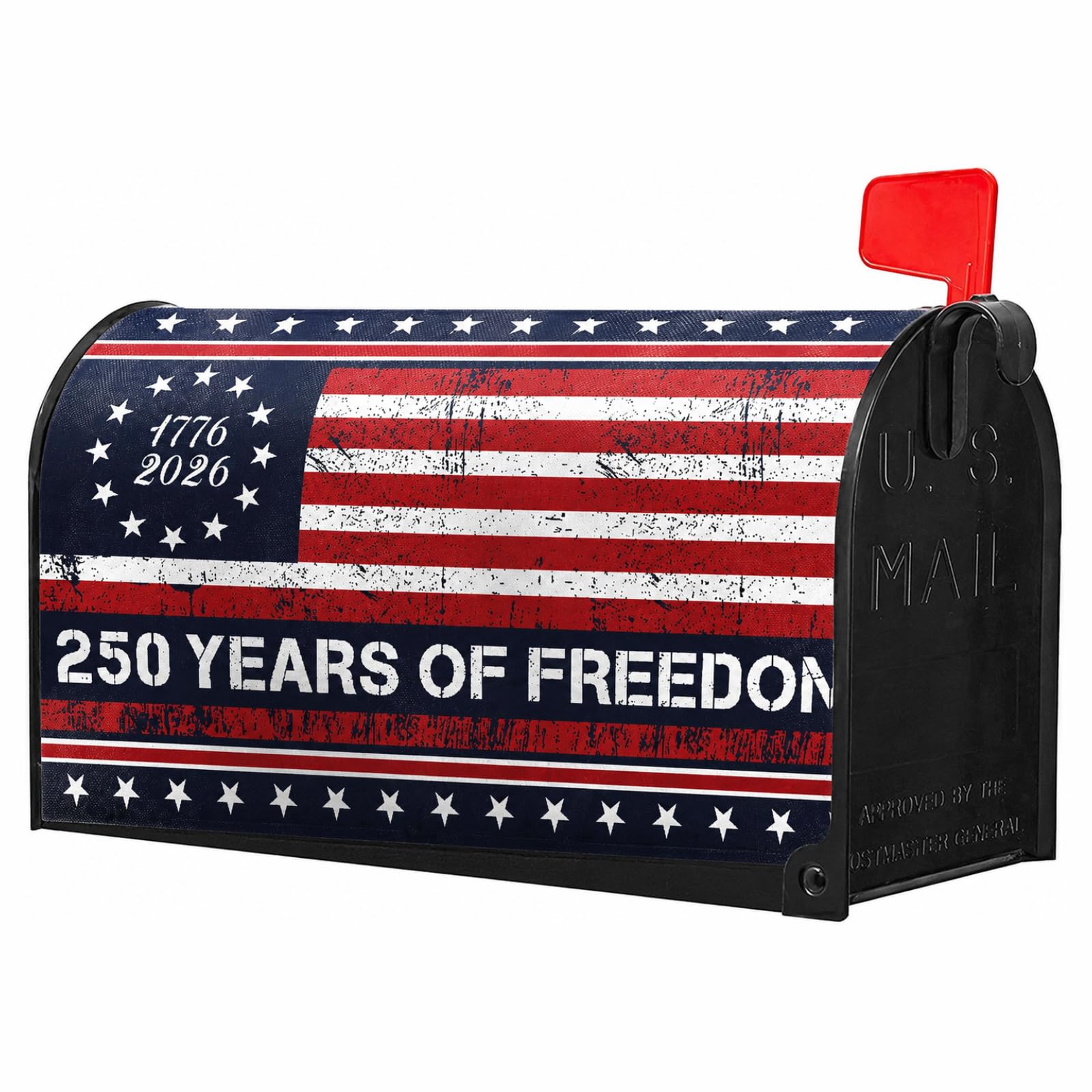 Mailbox Cover, America 250th Anniversary Patriotic Magnetic Wrap for Standard Mailboxes, Outdoor Decor, 18.1″ x 20.9″ (A)
