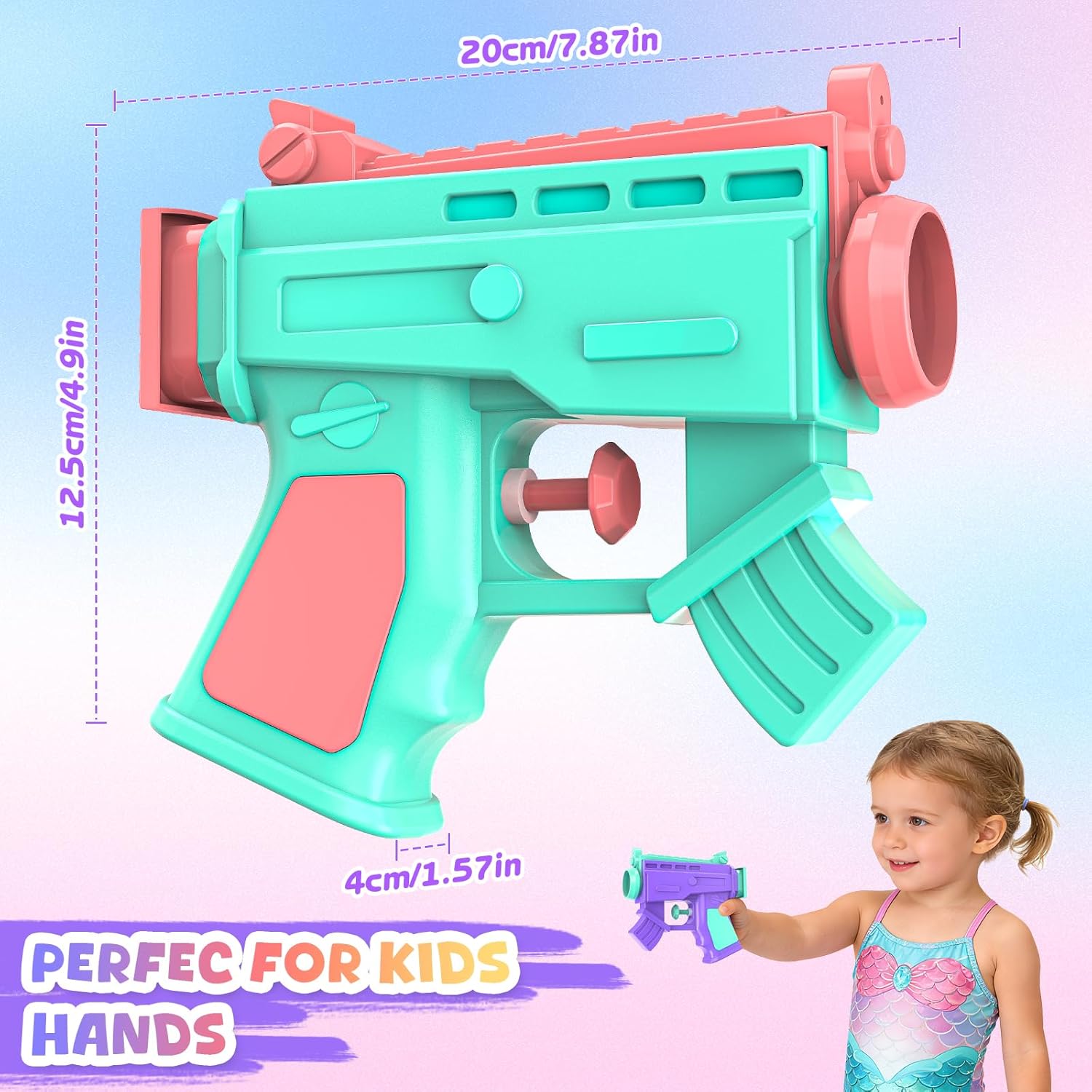Water Gun for Kids, 2 Pack Squirt Gun for Girls Toddlers Pool Toys, Small Water Guns Blaster Soaker Ages 3-12 for Summer Outdoor Beach Party Game