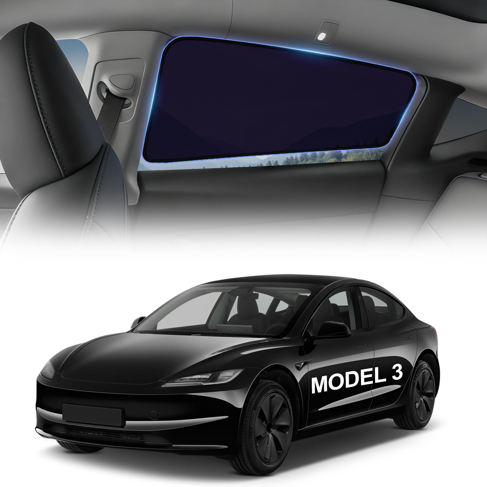 Tesla Model 3 Highland Rear Window Shades 2024-2026, 2PCS