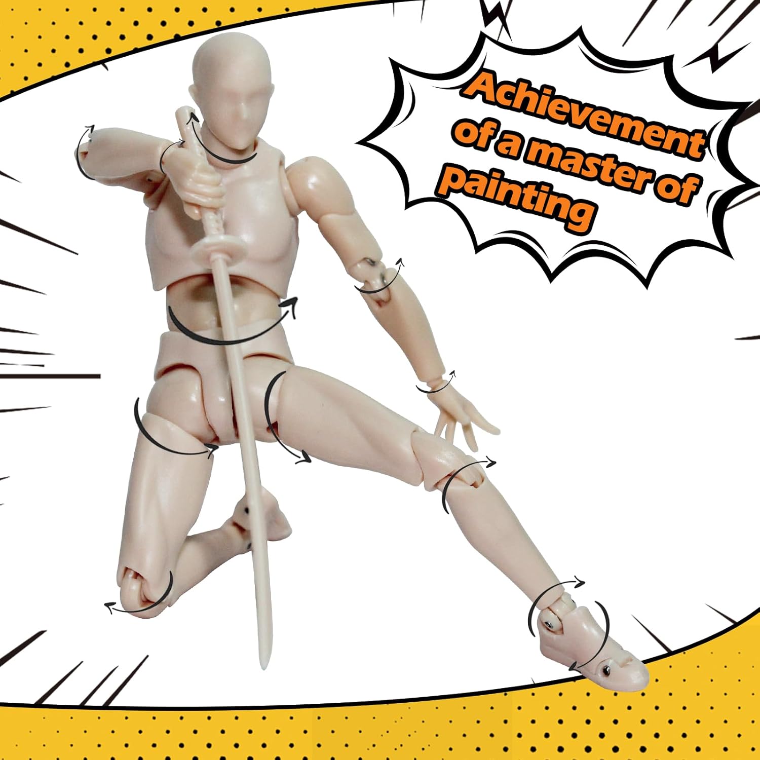 Action Figures Body-Kun DX & Body-Chan DX PVC Figure Model Drawing for S H Figuarts with Box for Artists (Skin color, Male)