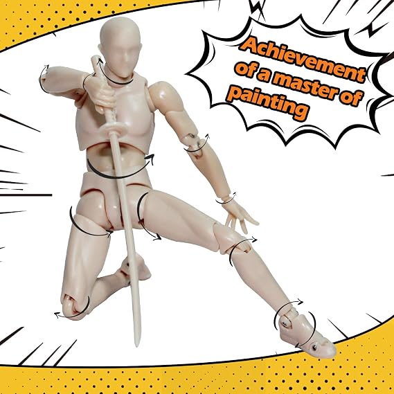 Action Figures Body-Kun DX & Body-Chan DX PVC Figure Model Drawing for S H Figuarts with Box for Artists (Skin Colour, Male), männlich, OU2-33-1, Skin-coloured