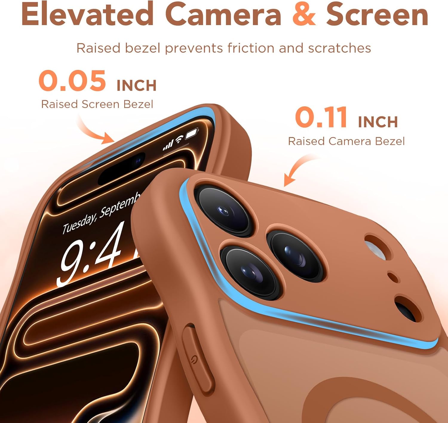 CAPRARO Magnetic for iPhone 17 Pro Case for Women Girls, Upgraded [Full Camera Protection] [Compatible with MagSafe] Cute Wave Translucent Matte Phone Case for iPhone 17 Pro, Dark Orange - Image 7