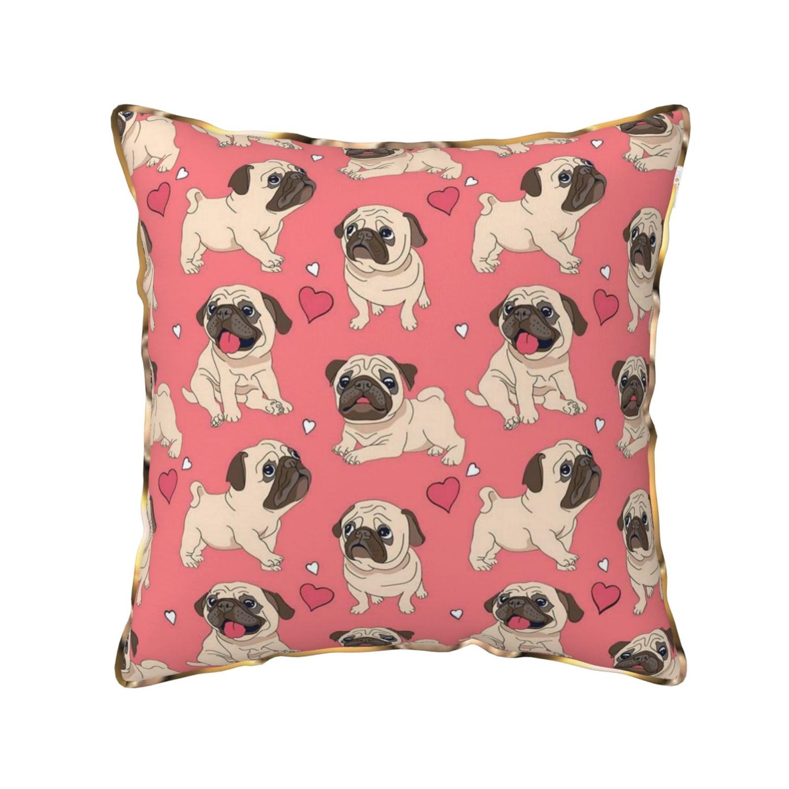 FZGGWYHL Pug Dog printed Velvet Throw Pillow Cover Pillowcase