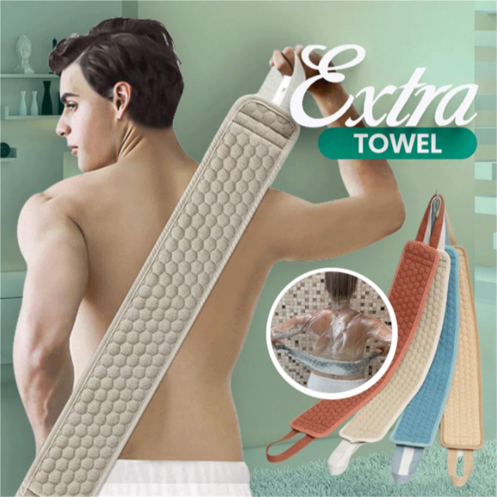 Toalla Exfoliante Cinturón de baño exfoliante for ducha y espalda | Toalla Bola Guante Toallita for el cuerpo Exfoliante trasero Correa for tirar