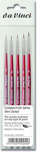 Miniatura 9 de Da Vinci CosmoTop - Juego de pinceles para acuarela, pinceles giratorios de fibras sintéticas avanzadas de varios diámetros, redondos 0 y 6, 10