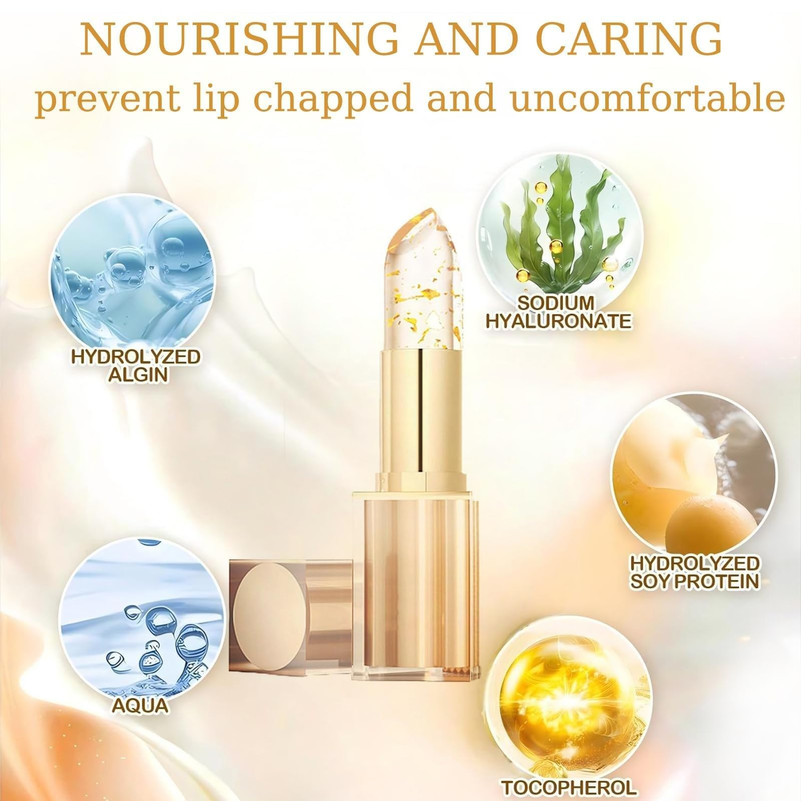 Lápiz Labial con Cambio de Temperatura, Labial de Larga Duración, Bálsamo Labial Transparente Dorado, Labial con PH Adaptable, Bálsamo Labial que cambia con la Temperatura (1PC) — view 7