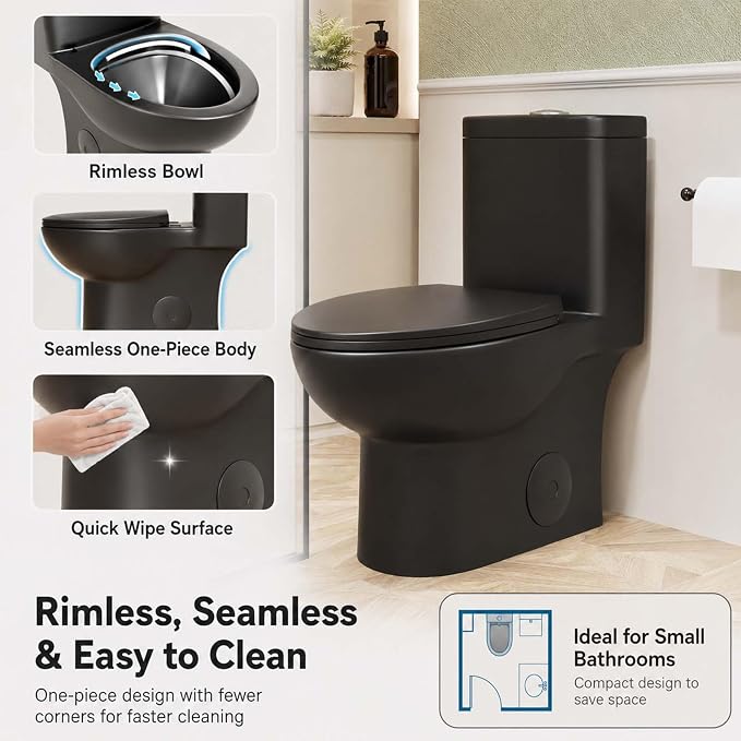 Sanitario compacto una pieza negro con descarga dual miniatura 4