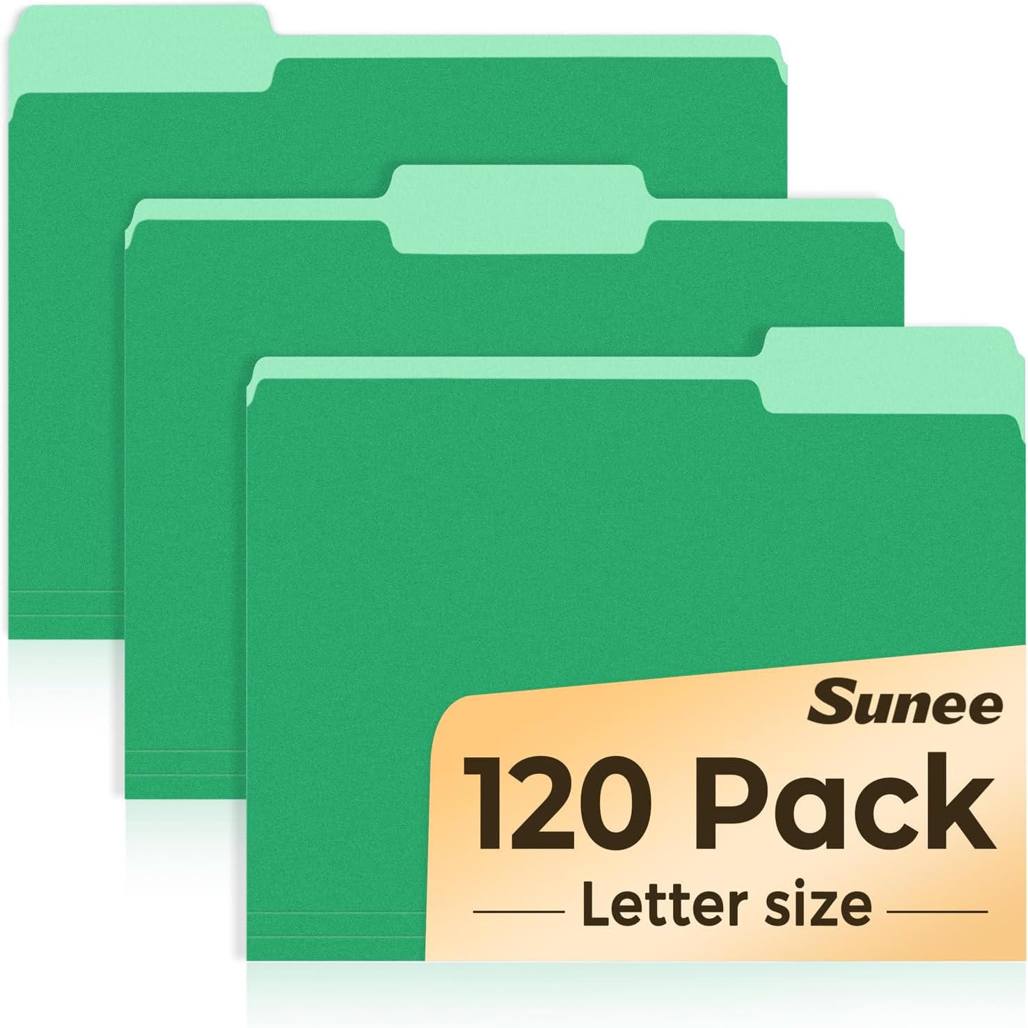 SUNEE File Folders, 120 Pack Manilla Folders 8.5 x 11, Colored File Folders Home Office School Supplies for Documents Files Paper, Green