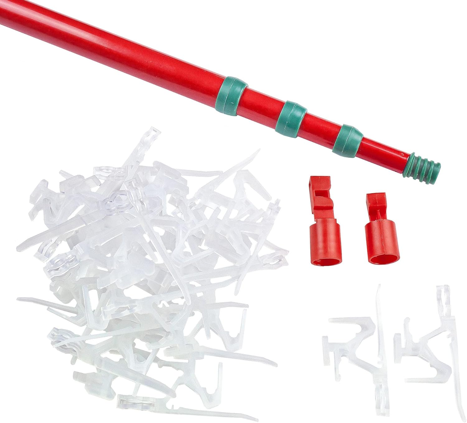Set of 25 Ladderless Red and Green Light Hanging Kit, 11ft