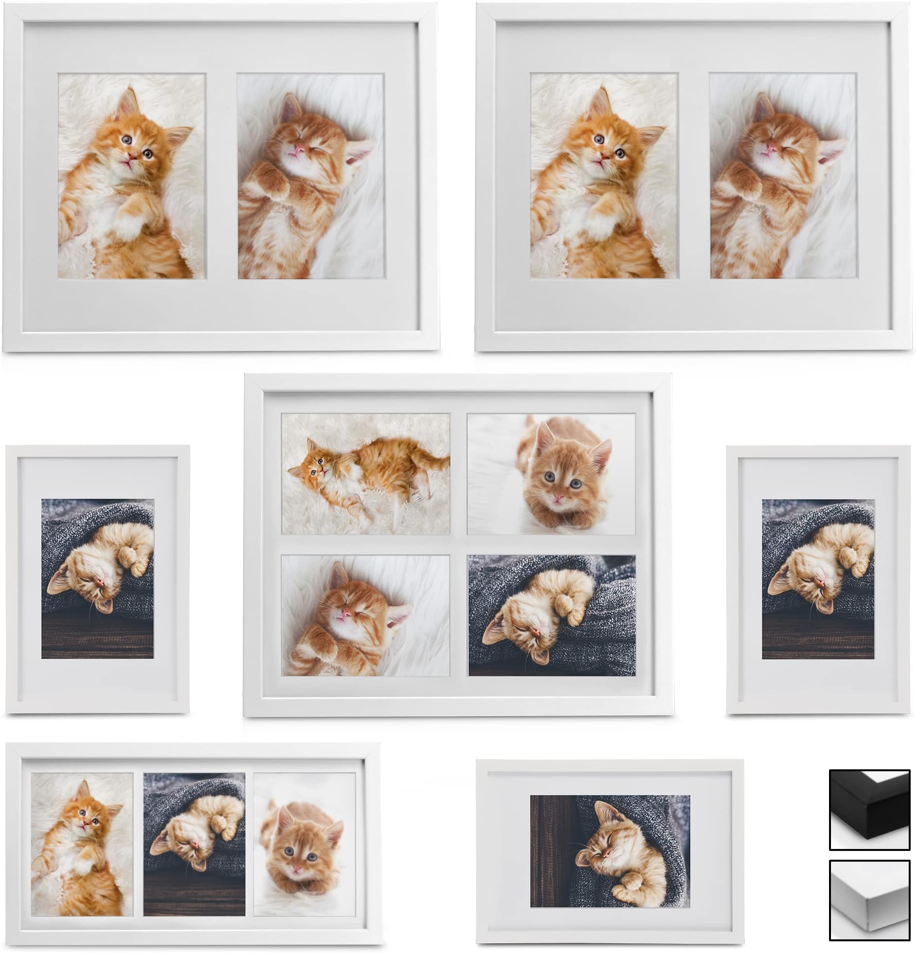 Bomoe Set de 24 Cadres Photos Nature lot pour décoration Murale - Noir - 10x 10,5x15cm / 8X 13x18cm - Maison