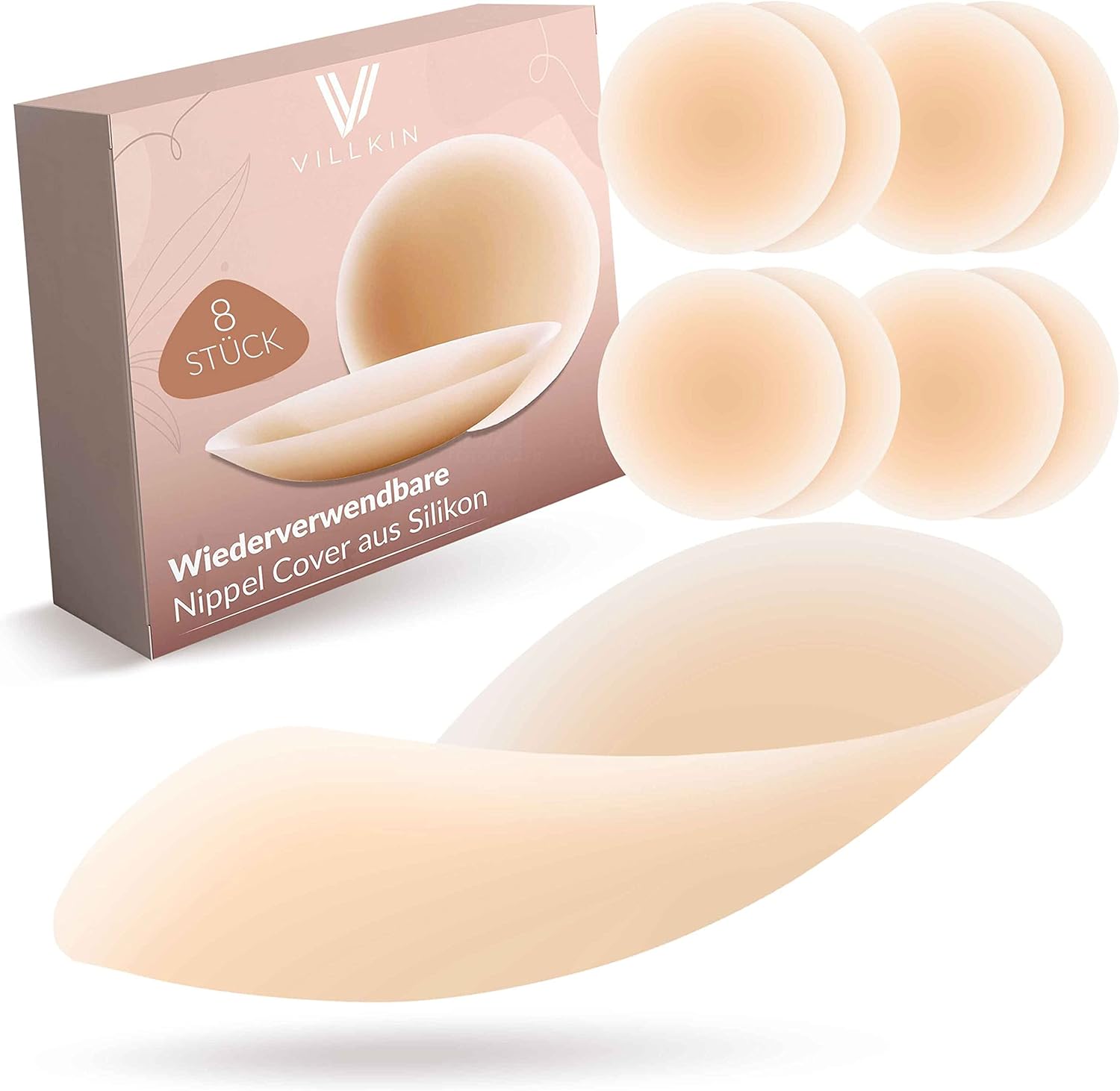 Villkin Nippelpads 8 Stück Selbstklebende Nippel Cover für Damen