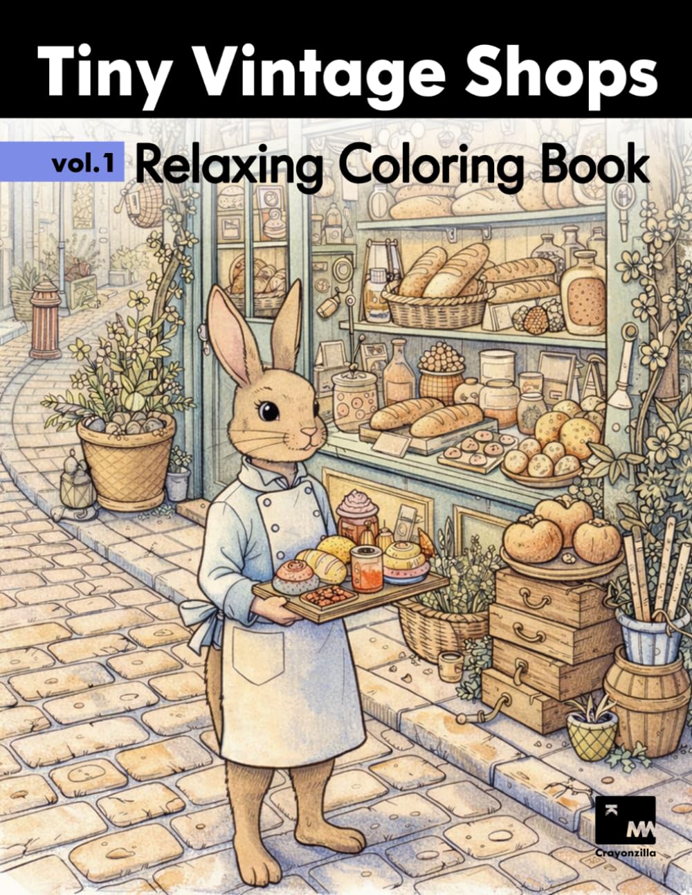 Tiny Vintage Shops Coloring Book: Cozy Interiors & Charming Shop Windows for Relaxation - Volume 1