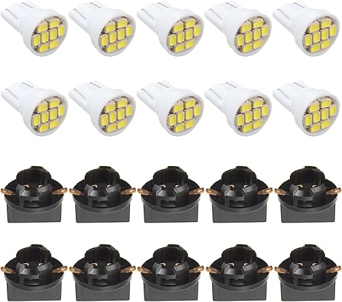 T10 8SMD LED blanco 3020 DC 12V PC194 PC168 Ancho del vehículo Indicato Luz de lectura Luz de etiqueta con enchufes giratorios (paquete de 20