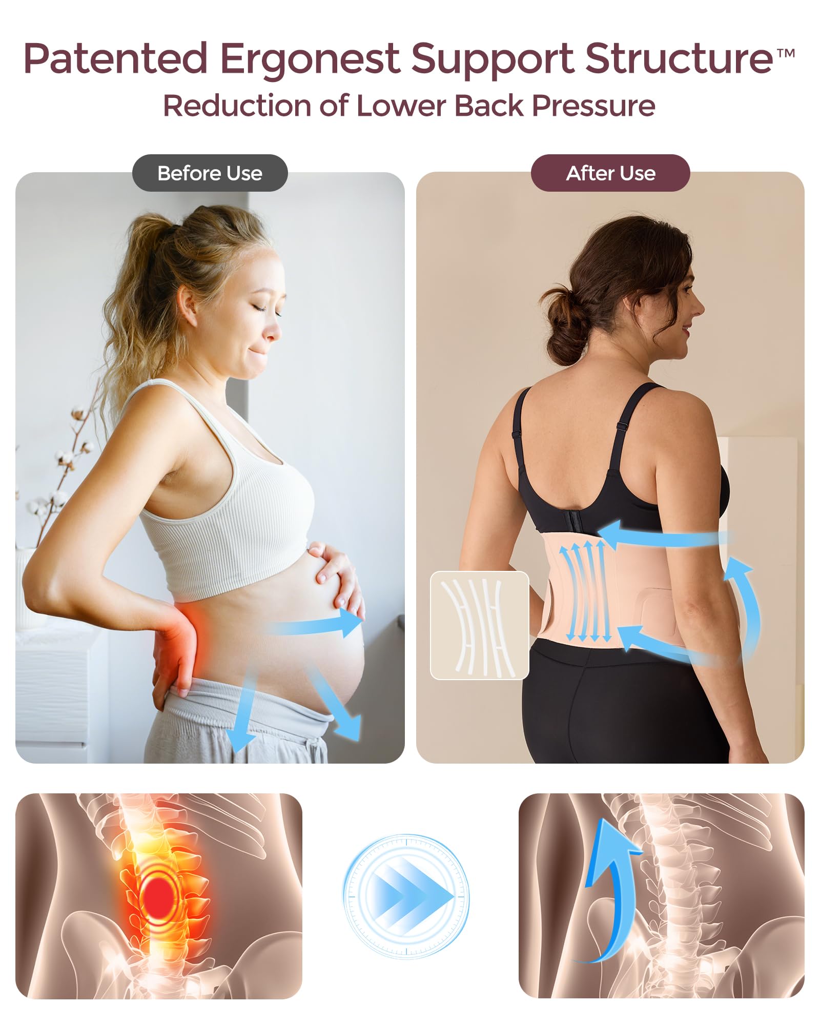 momcozy Pregnancy Belly Band, CozySupport Ergonest Maternity Belly Band, Invisible Pregnancy Belt for Back, Abdomen, Waist — view 4